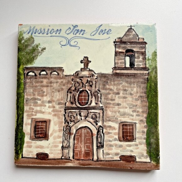Mission San Jose Tile San Antonio Texas Vintage 6X6" Terra Cotta Pottery - Picture 1 of 7